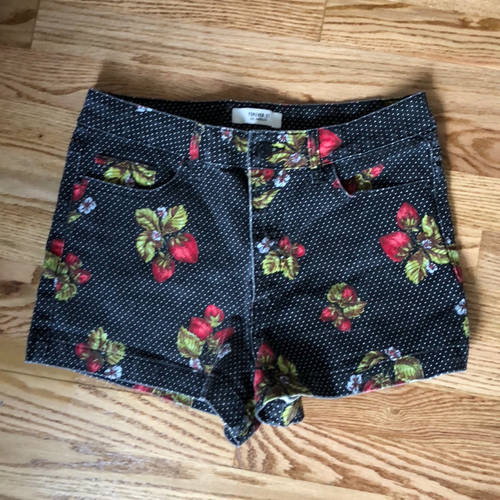 Black polka dot strawberry shorts